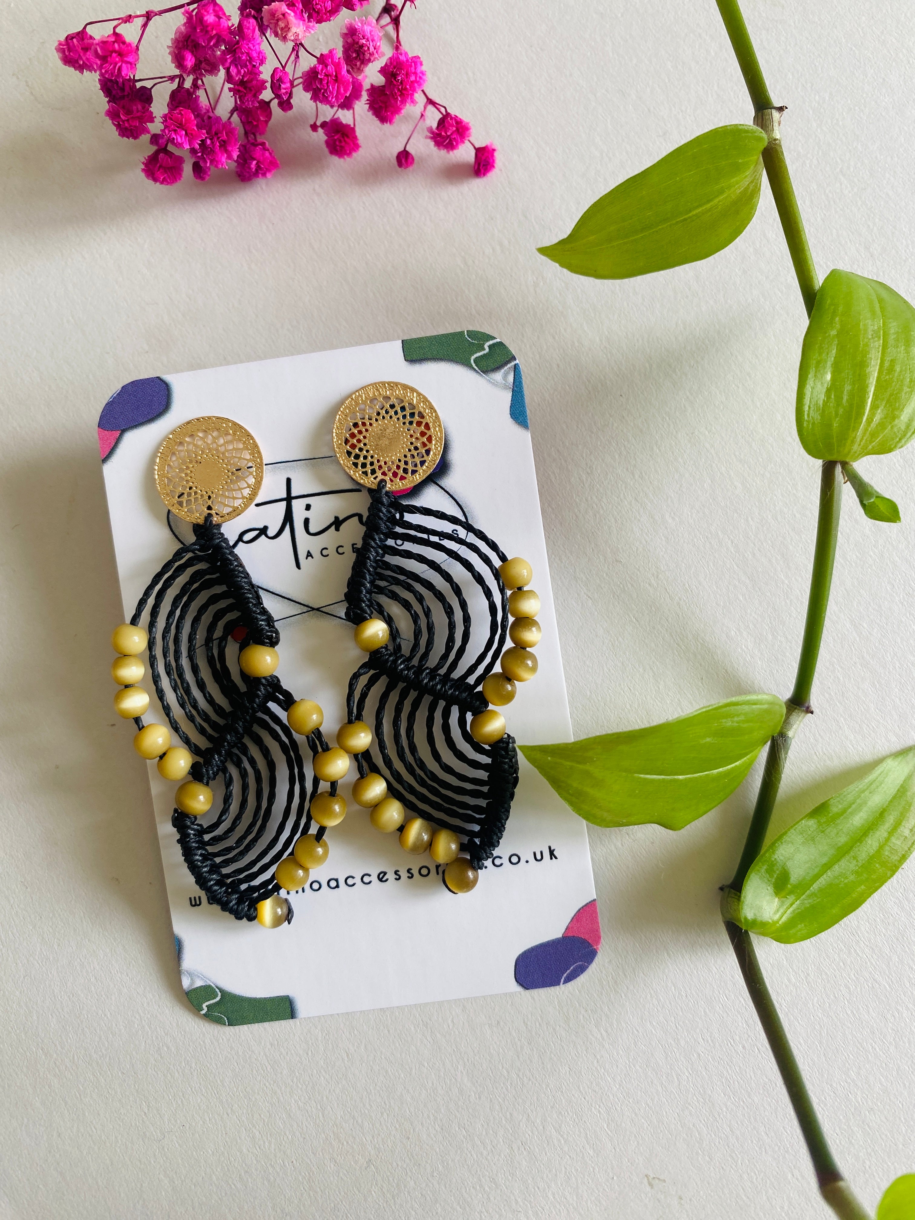 Black Macrame Earrings